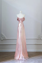 Pretty A Line Off The Shoulder Sequin Pink Long Prom Dress Evening Gowns