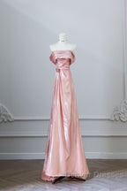 Pretty A Line Off The Shoulder Sequin Pink Long Prom Dress Evening Gowns