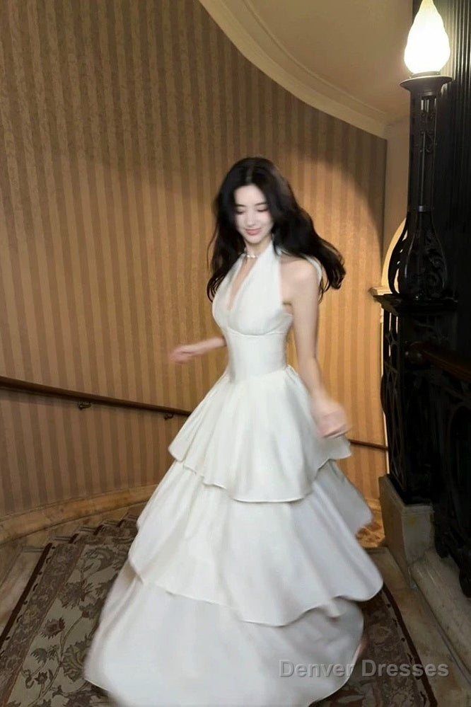 Pretty A Line Ruffles Ankle Length White Evening Dress Prom Dresses Main image