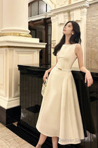 Pretty A Line Scoop Neckline White Ankle Length Evening Dress Prom Dresses