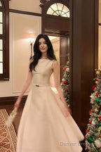 Pretty A Line Scoop Neckline White Ankle Length Evening Dress Prom Dresses