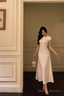 Pretty A Line Scoop Pleated White Prom Dresses Birthday Outfits Evening Gown