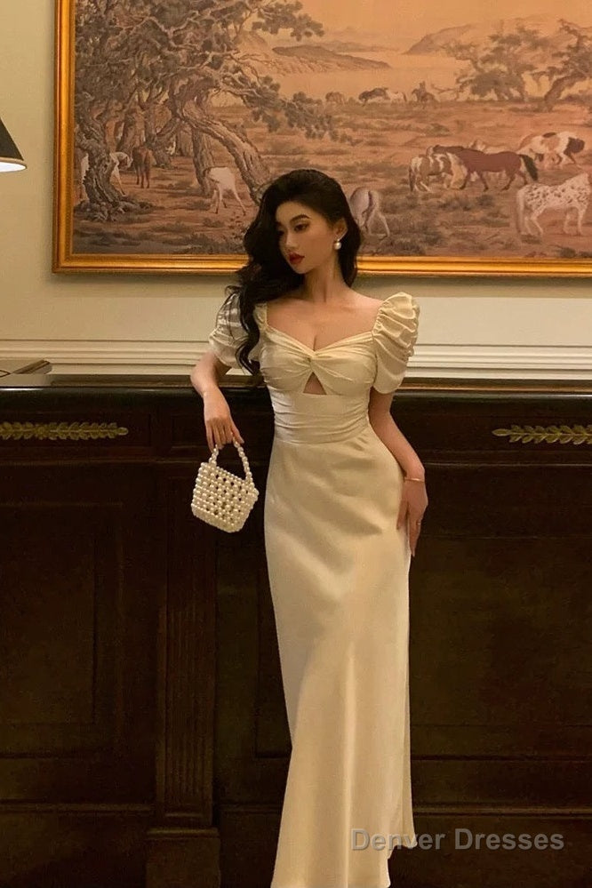 Pretty A Line Short Sleeves Ivory Ankle Length Prom Dresses Birthday Outfits Secondary image