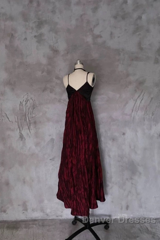 Pretty A Line Spaghetti Straps Burgundy Long Prom Dress Birthday Dress For Women Secondary image