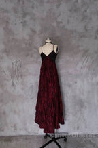 Pretty A Line Spaghetti Straps Burgundy Long Prom Dress Birthday Dress For Women