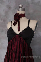 Pretty A Line Spaghetti Straps Burgundy Long Prom Dress Birthday Dress For Women