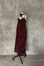 Pretty A Line Spaghetti Straps Burgundy Long Prom Dress Birthday Dress For Women