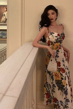 Pretty A Line Spaghetti Straps Floral Date Night Dress Prom Dresses Birthday Party Outfit