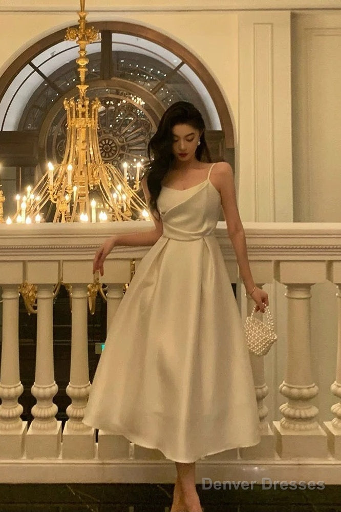 Pretty A Line Spaghetti Straps Ivory Date Night Dress Prom Dresses Birthday Party Outfit Secondary image