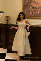 Pretty A Line Spaghetti Straps Ivory Date Night Dress Prom Dresses Birthday Party Outfit