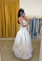 Pretty A Line Spaghetti Straps Stain Lace Long Prom Dress Formal Dress