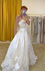 Pretty A Line Spaghetti Straps Stain Lace Long Prom Dress Formal Dress