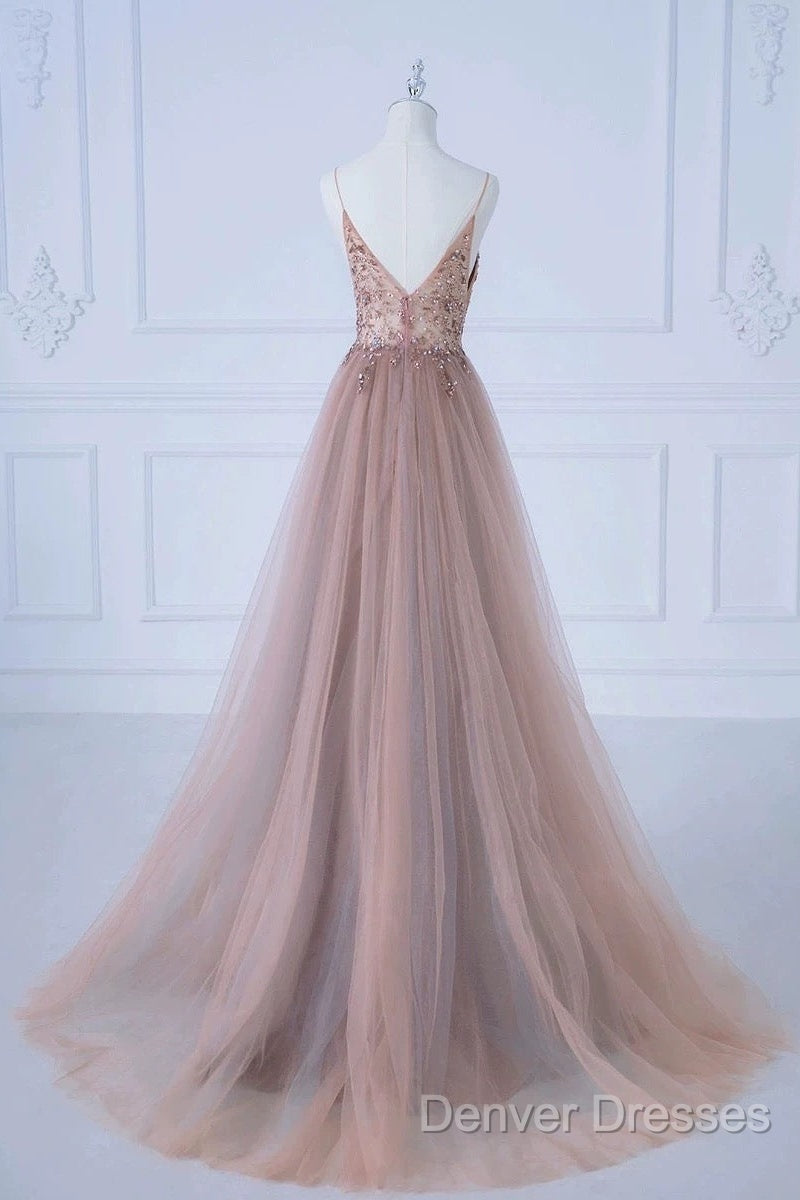 Pretty A Line Spaghetti Straps Tulle Long Length Evening Dress Prom Dress Secondary image