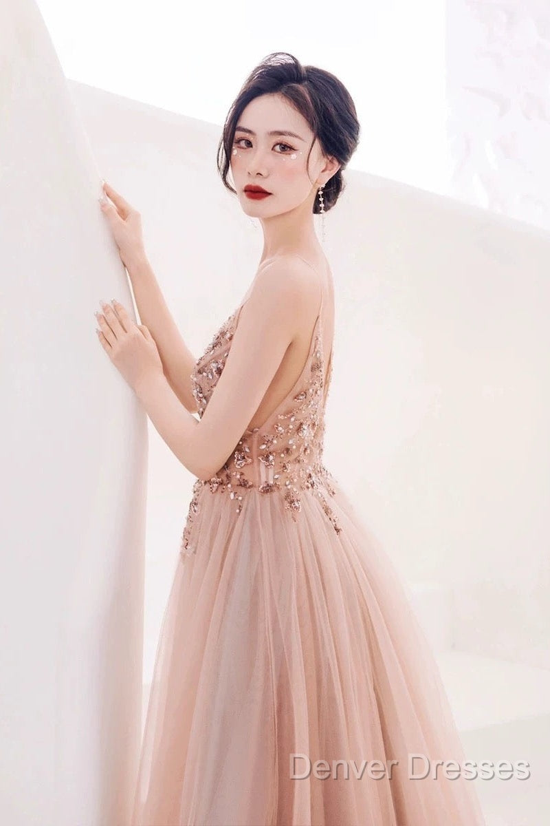 Pretty A Line Spaghetti Straps Tulle Long Length Evening Dress Prom Dress