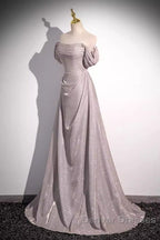 Pretty A Line Square Neckline Sleeveless Long Evening Party Dress Pink Prom Dress