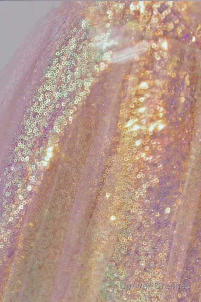 Pretty A Line Sweetheart Pink Sequin Long Length Evening Dress Prom Dresses