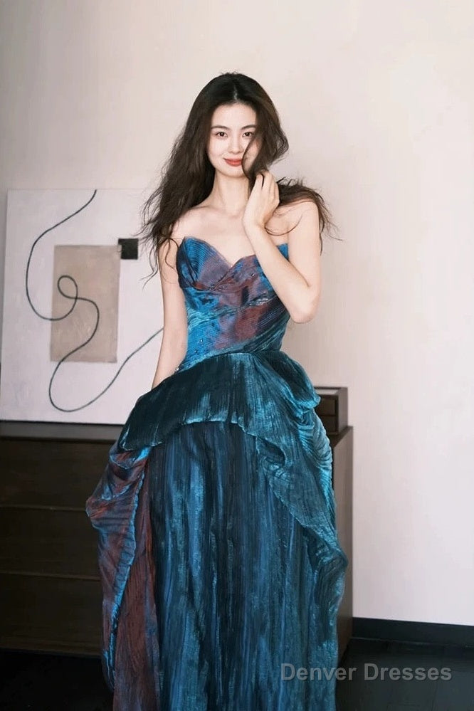 Pretty A Line Sweetheart Ruffles Long Evening Dress Prom Dresses