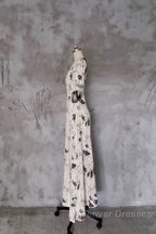 Pretty A Line V Neckline Floral Long Prom Dress Birthday Dress For Women