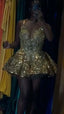 Pretty Ball Gown Spaghetti Straps Gold Lace Formal 8Th Grade Homecoming Dress Summer Middle School Hoco Dress Homecoming Outfits