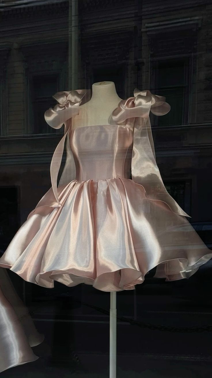 Pretty Ball Gown Spaghetti Straps Pink Satin Short Mini Formal 8Th Grade Homecoming Dress Summer Middle School Hoco Dress Birthday Outfits