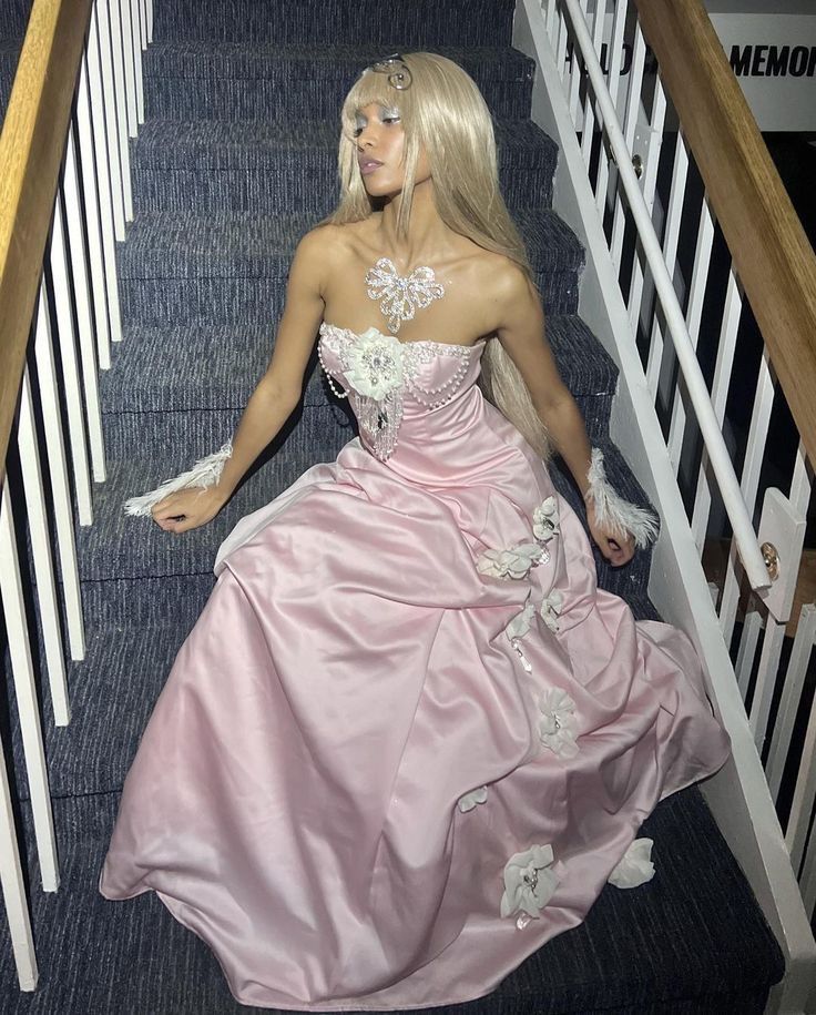 Pretty Ball Gown Strapless Pink Long Satin Prom Dress Formal Evening Dress Main image