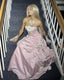 Pretty Ball Gown Strapless Pink Long Satin Prom Dress Formal Evening Dress