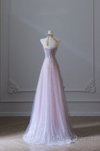 Pretty Ball Gown Sweetheart Pink Floral Tulle Long Prom Dress Evening Gowns