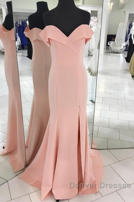 Pretty Blush Pink Mermaid V-Neck Off Shoulder Prom Dress Long Secondary image