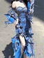 Pretty Sheath Irregular Ruffled Spaghetti Straps Women'S Blue Long Birthday Party Dress