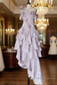 Pretty Irregular Ruffled Suspender Prom Dress With Detachable Rose Long Birthday Dress For Women