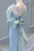 Pretty Mermaid Blue Satin Long Evening Dress Prom Dress
