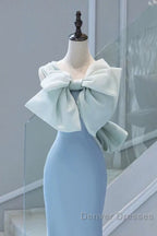 Pretty Mermaid Blue Satin Long Evening Dress Prom Dress