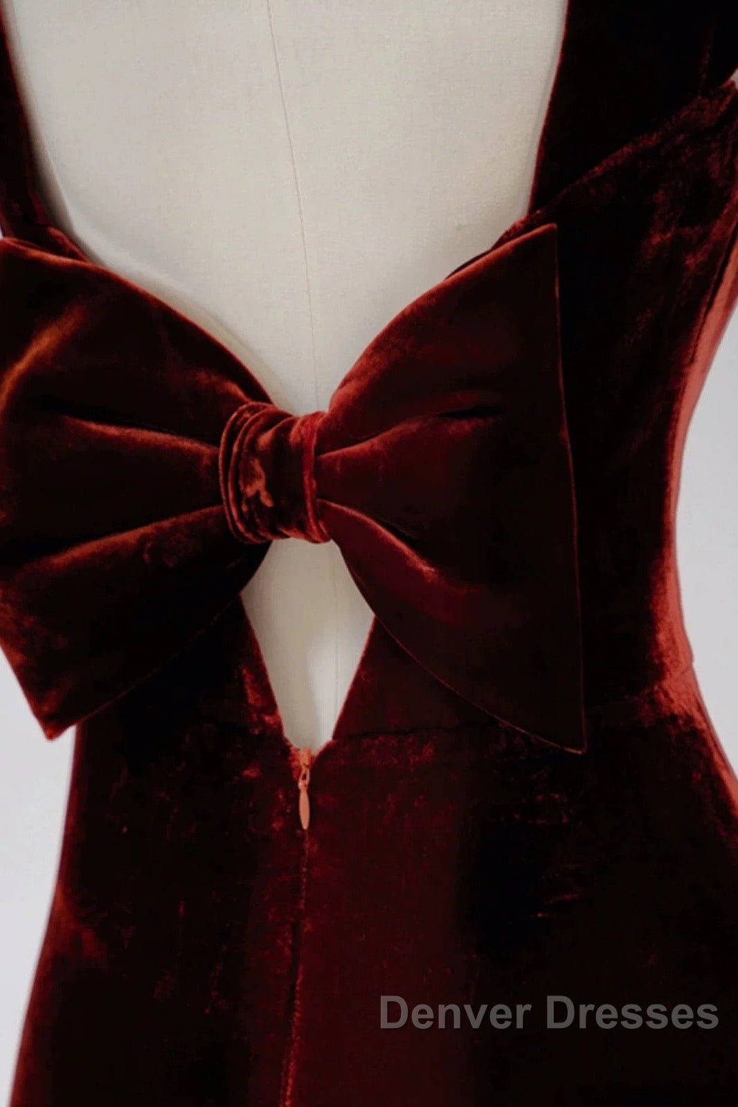 Pretty Mermaid Burgundy Velvet Slit Evening Dress Prom Dress