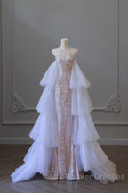 Pretty Mermaid High Neckline Sequin Beads Long Prom Dress Formal Evening Dress