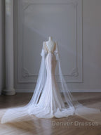 Pretty Mermaid Long Sleeves Pink Prom Dress Evening Gowns