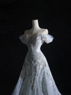 Pretty Mermaid Off The Shoulder Beads Long Prom Dress Formal Evening Dress