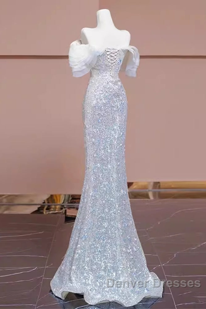 Pretty Mermaid Off The Shoulder Sequin Long Evening Party Dress Prom Dress Secondary image