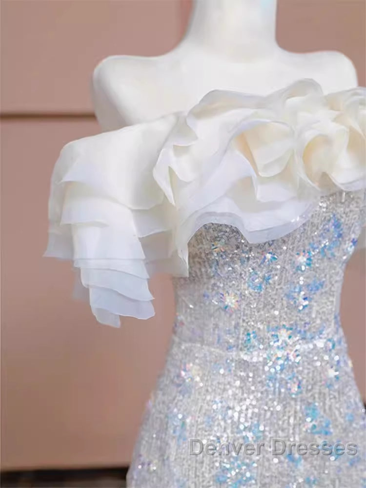 Pretty Mermaid Off The Shoulder Sequin Long Evening Party Dress Prom Dress
