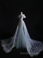 Pretty Mermaid Off The Shoulder Silver Beads Long Prom Dress Formal Evening Dress