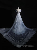 Pretty Mermaid Off The Shoulder Silver Beads Long Prom Dress Formal Evening Dress