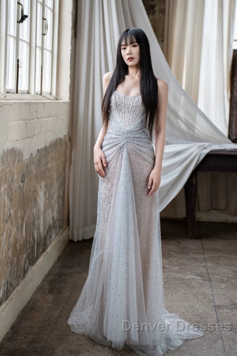 Pretty Mermaid Off The Shoulder Silver Sequin Evening Dress Prom Dress