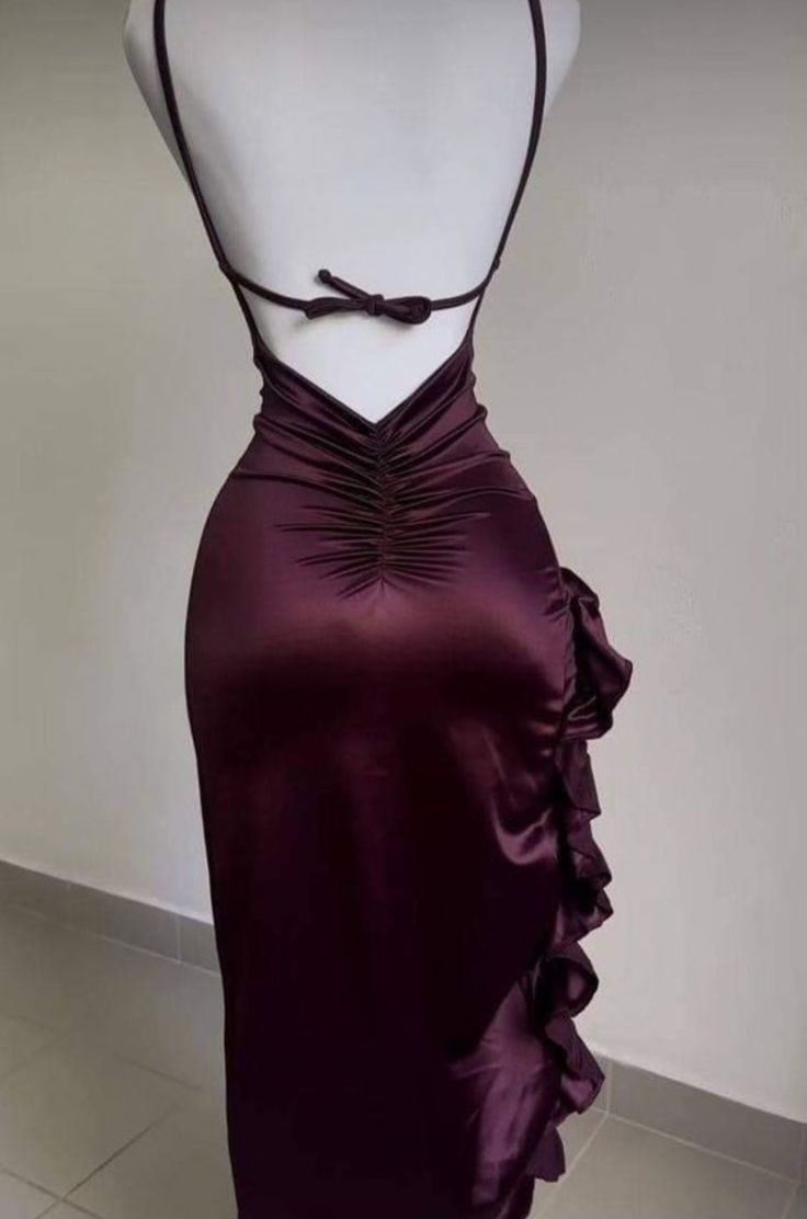Pretty Mermaid Spaghetti Straps Burgundy Backless Prom Dress Party Dress