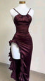 Pretty Mermaid Spaghetti Straps Burgundy Backless Prom Dress Party Dress