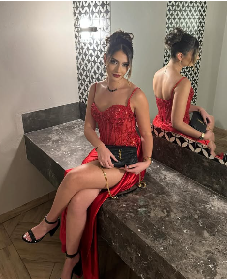 Pretty Mermaid Spaghetti Straps Slit Red Satin Prom Dress Long Party Dress