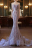 Pretty Mermaid Strapless Lilac Sequin Beads Long Prom Dress Formal Evening Dress