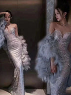 Pretty Mermaid Sweetheart Sequin Long Evening Dress Prom Dress Birthday Outfits