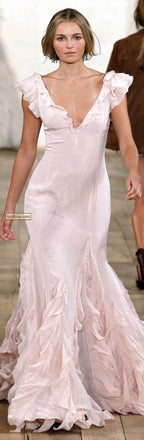 Pretty Mermaid V Neckline Long Chiffon Prom Dress Evening Dress