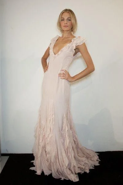 Pretty Mermaid V Neckline Long Chiffon Prom Dress Evening Dress
