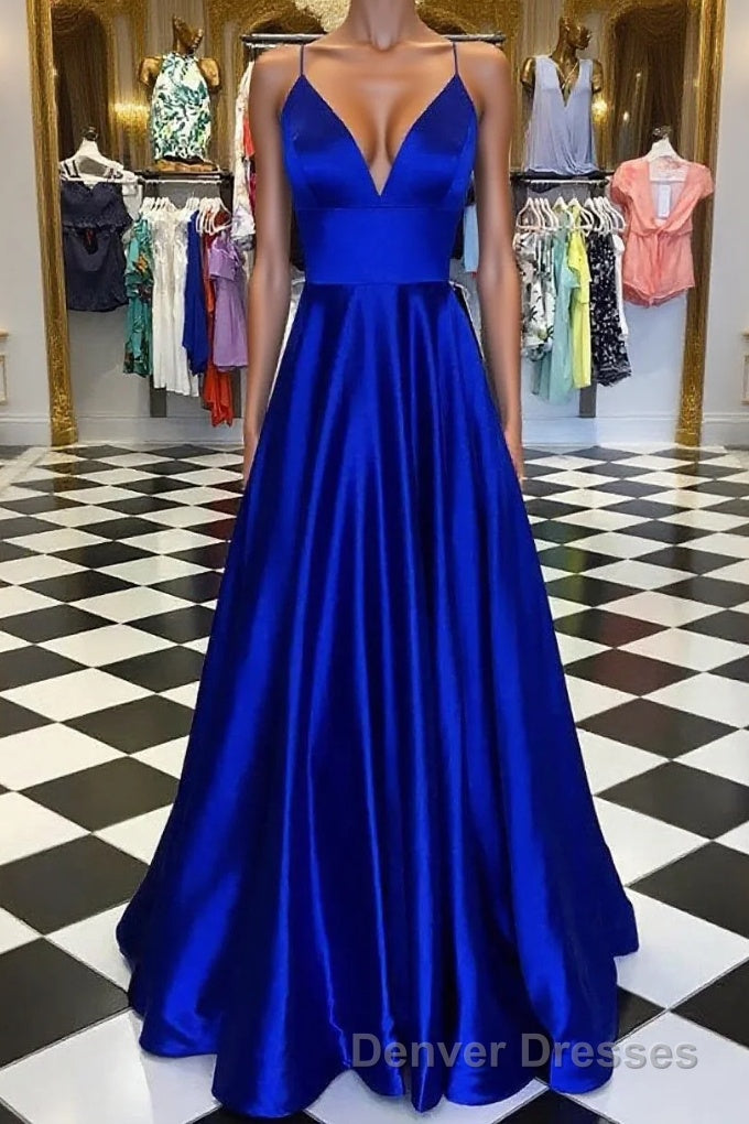 Pretty Royal Blue A-line Spaghetti Straps Prom Dress, Evening Dress Main image