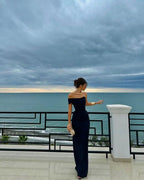 Pretty Sheath Off The Shoulder Black Long Prom Dress Party Dress